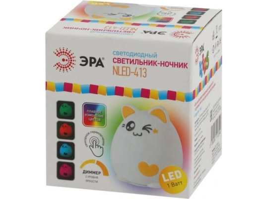 Декоративный светильник ЭРА NLED-413-1W-Y Кот белый с желтым